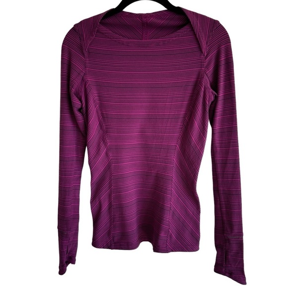 Lululemon Kanto Catch Me Long Sleeve Kanto Stripe Regal Plum Naval Blue, Size 4 - Picture 6 of 11